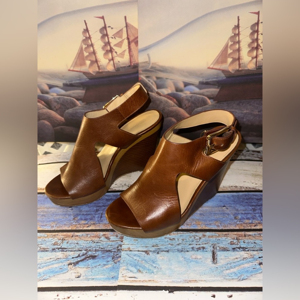 Michael Kors Brown Wedge Sandals